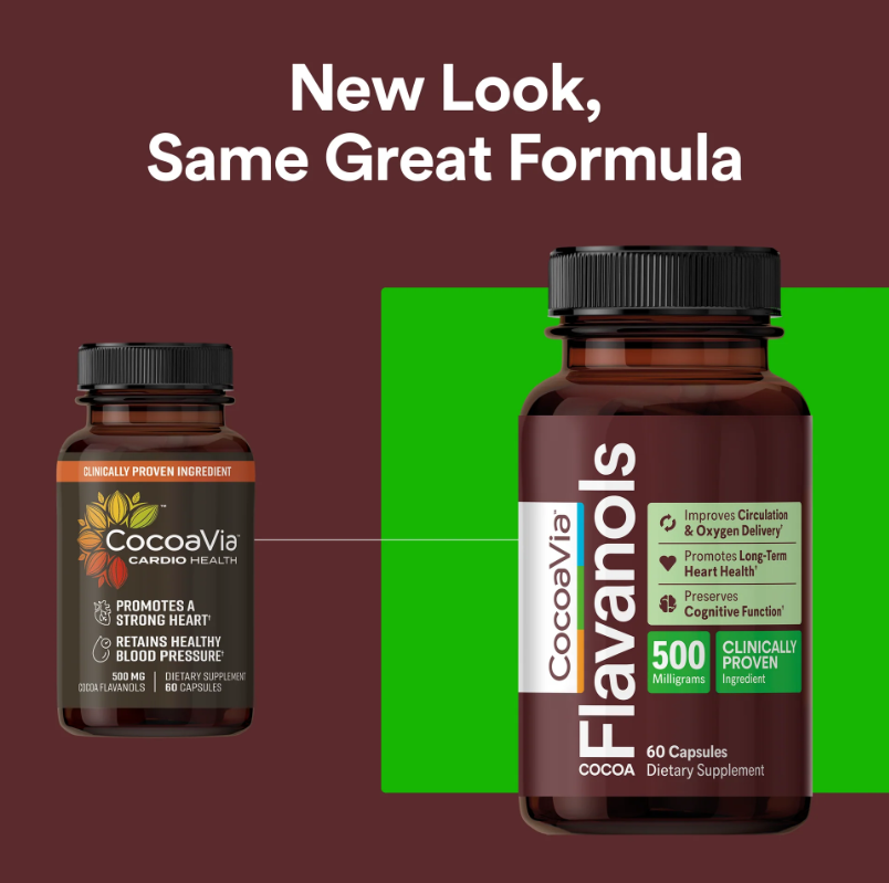 CocoaVia 500mg Cocoa Flavanols Capsules (3-Month Supply) INTERNATIONAL SHIPPING